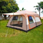 Toby’s New 8-12 Person Double Layer Outdoor Camping Tent, A Bedroom And A Living Room, Family Cabin (Khaki)