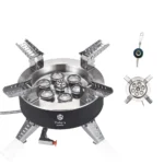 Toby’s 18000W Titanium Alloy Portable Picnic Camping Stove Windproof Design Gas Cooking Burner with Piezo Ignition & Carry Case Collapsible Stove Burner for Outdoor Backpacking/Hiking/Picnic