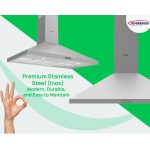 General Gold 90cm Stainless Steel Cooker Hood, Wall-Mounted, 220W, Carbon Filter, LED - Image 4