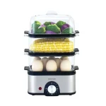 Green Lion 3-Tier Egg Cooker | Vegetable Steamer 500W - Gray