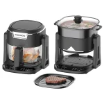 Porodo Lifestyle Quick Flip 3-In-1 Air Fryer | Grill | Hot Pot 4.5L - Black