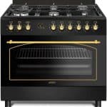 بوتاجاز غاز قائم بذاته 6 شعلات 90×60 سم من جنرال جولد، مقلاة مزدوجة