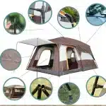 ⁦خيمة تخييم خارجية مزدوجة الطبقات من توبي الجديدة، تتسع من 8 إلى 12 شخصًا، غرفة نوم وغرفة معيشة، كابينة عائلية (بني)⁩ - الصورة ⁦2⁩