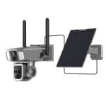 Powerology 360° Dual Lens Outdoor Camera, 4G/WIFI, 10x Continuous Zoom, Solar Powered, Waterproof & Dustproof, 2.4m Solar Panel Cable - Black