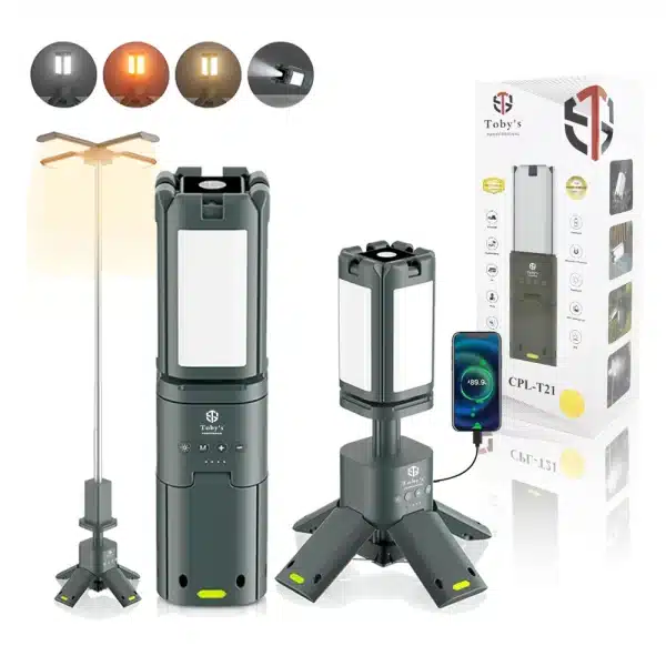 مصابيح تخييم تلسكوبية CPL-T21 الجديدة من Toby's قابلة لإعادة الشحن بقوة 14000 مللي أمبير في الساعة