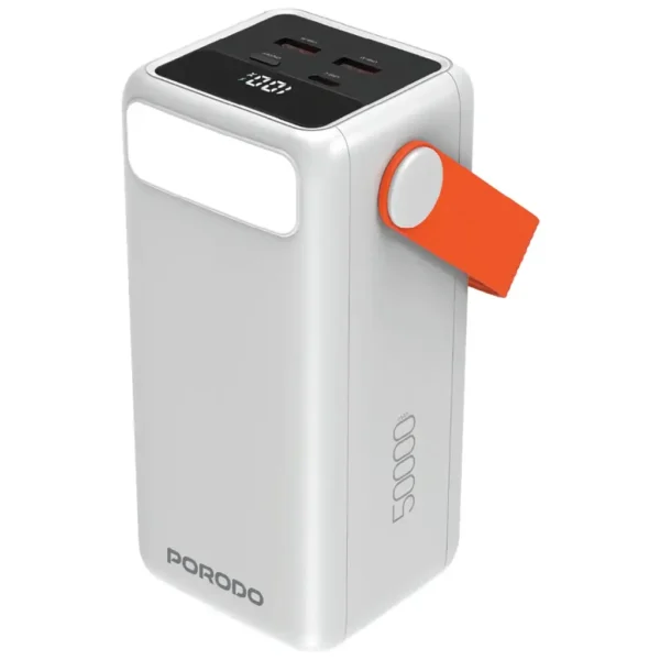 Porodo PortaPower 50000mAh Power Bank with Built-In LED Lighting - White