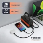 Porodo Sway 60000mAh Power Bank with Built-In LED Lighting - Black - Image 4