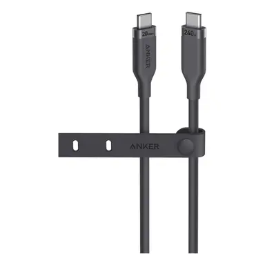 كابل أنكر USB-C إلى USB-C بطول 3 أقدام، بقدرة 240 واط وسرعة 20 جيجابت في الثانية، مصنوع من مواد حيوية - أسود