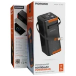 Porodo Power Boost 50000mAh Power Bank with Retractable Type-C Cable - Black - Image 4