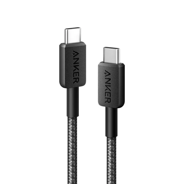 انكر كابل USB-C الى USB-C 322 (مضفر بطول 1.8 متر, 6ft) - اسود و ابيد