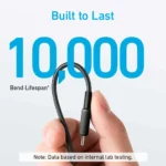 ⁦انكر كابل USB-C الى USB-C 322 (مضفر بطول 0.9 متر) - اسود و ابيد⁩ - الصورة ⁦2⁩