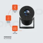 Porodo Wireless Mirroring Multi-Angle Projector - Black - Image 5