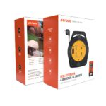 Porodo 4AC Extension Cable Reel with UK Plug (10m Wire) - Black - Image 2