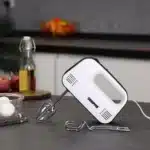 Geepas Hand Mixer- GHM43030/ 150 W, 3 Speed Control, Eject Button and Overheat Protection/ Includes 2 Attachments, Hooks and Beater/ Black and White, 2 Years Warranty - Image 2