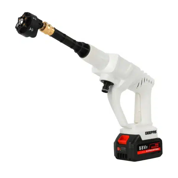 غسالة جيباس المحمولة القابلة لإعادة الشحن GCW19042 | بطارية 21 فولت 2600 مللي أمبير، خرطوم ضغط عالي 7.5 متر | محرك نحاسي نقي، أوضاع رش متعددة، تصميم متين، ضمان لمدة عامين