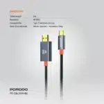 Porodo Woven Cable Type-C to HDMI - Black - Image 2