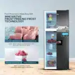 ⁦ثلاجة نيكاي، سعة إجمالية ٦٠٠ لتر وسعة صافية ٤١٣ لتر، بابان، بدون تجميد، مزودة بفريزر علوي، شاشة رقمية، صامتة وموفرة للطاقة، مزودة بضاغط عاكس، مقاومة للتجمد، مثالية للمنزل والمطبخ - NRF601FSSINV⁩ - الصورة ⁦2⁩