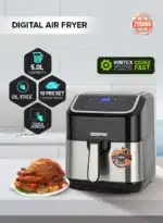Geepas Digital Air Fryer- GAF37527UK/5.0 L Pot, with Vortex Technology/Digital Display, Touch Screen, Multiple Function, 1-60 Min Timer, Temperature 50-200 Degree Celsius - Image 2