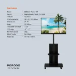 Porodo 32"-75" TV Floor Stand With Wheels - Image 2