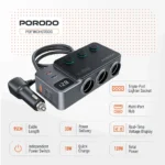 ⁦شاحن سيارة بورودو بقوة 120 واط، موزع ثلاثي المنافذ مع مقبس ولاعة السجائر - رمادي داكن⁩ - الصورة ⁦3⁩