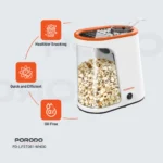 Porodo Lifestyle Air-Popped Popcorn Maker - White/Orange - Image 2