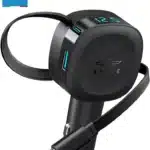 احن سيارة BRAVE BCC-28 ثنائي المنافذ بقدرة 60 واط مع كابل USB-C قابل للسحب بقدرة