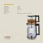 ⁦إبريق شاي تركي زجاجي من ليبريسو - أسود رمز المنتج: LPCFFM0020⁩ - الصورة ⁦2⁩