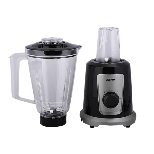 خلاط جيباس متعدد الوظائف 2 في 1 بقوة 500 واط GSB44030 | شفرات من الفولاذ المقاوم للصدأ، تحكم بسرعتين مع خاصية النبض | وعاء سعة 1.5 لتر