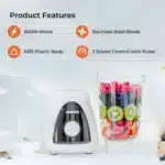 ⁦خلاط جيباس GSB5485 بقوة 500 واط، 2 في 1 - شفرات من الفولاذ المقاوم للصدأ، تحكم بسرعتين مع خاصية النبض⁩ - الصورة ⁦2⁩