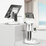 ⁦حامل مكتبي قابل للطي للهواتف والأجهزة اللوحية من بورودو مع قضيب تلسكوبي قابل للتعديل - أبيض⁩ - الصورة ⁦3⁩