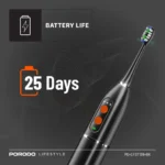 ⁦خيط تنظيف الأسنان المائي وفرشاة الأسنان الكهربائية الصوتية من بورودو لايف ستايل- اسود⁩ - الصورة ⁦2⁩