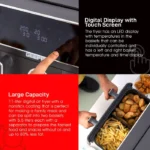 ⁦مقلاة جيباس الهوائية الرقمية - GAF37532 | سعة 11 لترًا مع سلتين سعة 5.5 لتر | تقنية القلي الهوائي VORTEX | شاشة رقمية، تجفيف، مؤقت من 1 إلى 60 دقيقة | ضمان لمدة عامين⁩ - الصورة ⁦3⁩