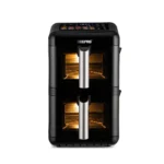 مقلاة هوائية رقمية جيباس GAF37548 بقوة 2800 واط وسلتين | سعة 12 لترًا | سلتان سعة 6 لترات لكل منهما | تقنية الهواء السريع الدوامي | 10 أوضاع طهي مُعدة مسبقًا | لوحة تحكم تعمل باللمس