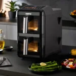 ⁦مقلاة هوائية رقمية جيباس GAF37548 بقوة 2800 واط وسلتين | سعة 12 لترًا | سلتان سعة 6 لترات لكل منهما | تقنية الهواء السريع الدوامي | 10 أوضاع طهي مُعدة مسبقًا | لوحة تحكم تعمل باللمس⁩ - الصورة ⁦2⁩