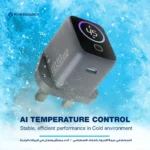 ⁦شاحن حائط Powerology Voltflow بقوة 100 واط بتقنية AVS GaN - رمادي⁩ - الصورة ⁦4⁩