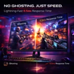 ⁦جيم أون, شاشة الألعاب فئة ايسينشال، مقاس 27 بوصة، بدقة QHD، ومعدل تحديث 120 هرتز، وزمن استجابة MPRT 0.5 مللي ثانية، ومنفذ HDMI 2.1، وتقنية IPS سريعة (تدعم PS5) - أسود⁩ - الصورة ⁦4⁩