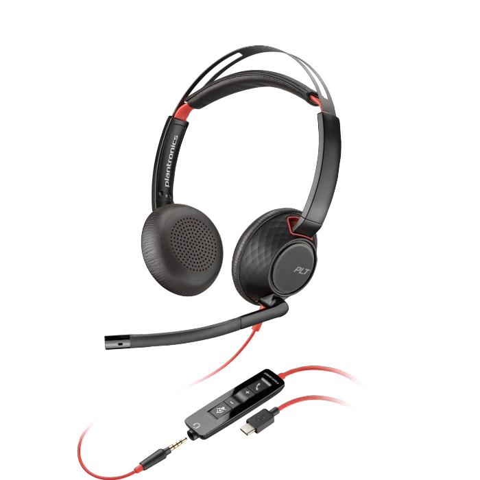 Poly Blackwire 5220 Stereo USB-A Headset, Dual Ear (Stereo) Computer Headset with Boom Mic - USB-A, 3.5 mm to connect to your PC, Mac, Tablet and/or Cell Phone | 80R97AA - Image 1