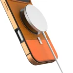 Levelo Cuir Leather Hybrid Case for iPhone 17 Pro Max - Orange - Image 3
