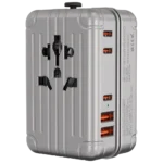 محول طاقة السفر Levelo Roamiversal 2400W بتصميم حقيبة سفر - ألومنيوم فضي