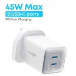 انكر شاحن 313 USB C فائق السرعة 45 واط، شاحن سريع بي بي بي اس قابل للطي يدعم الشحن فائق السرعة 2.0