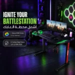 ⁦مكتب ألعاب جرين ليون بإضاءة RGB - أسود⁩ - الصورة ⁦2⁩